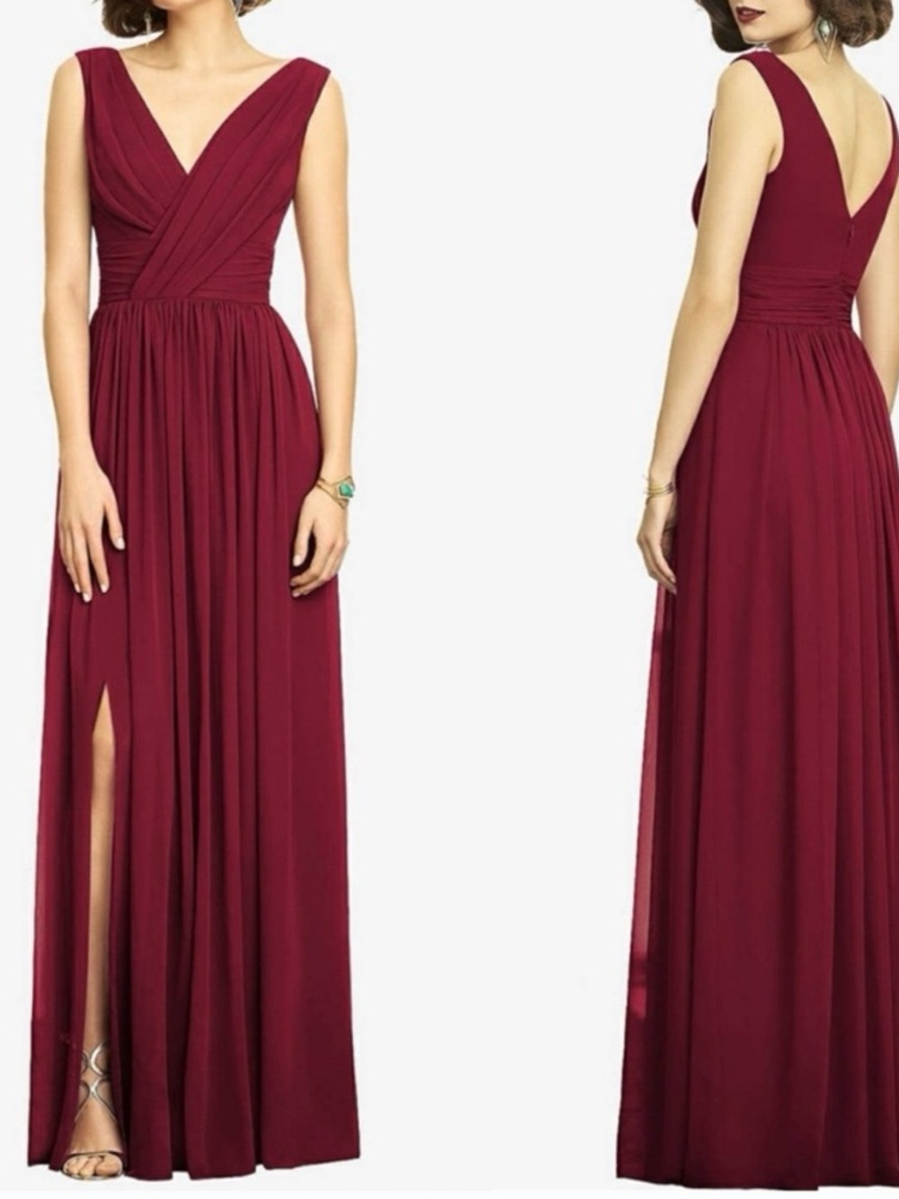 Dessy Collection SLEEVELESS DRAPED CHIFFON MAXI DRESS BURGUNDY